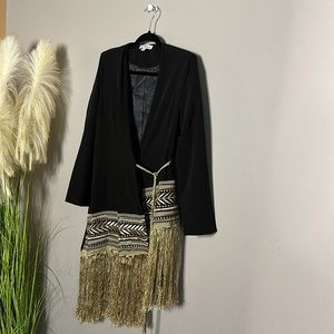 Ma Cherie Black Fringe Blazer Dress